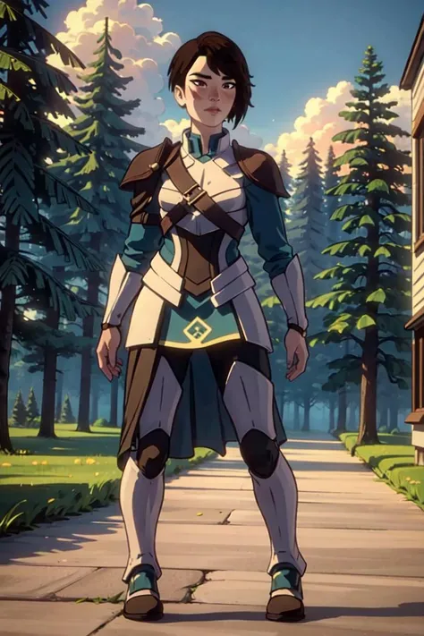 Amaya, brown eyes, outside, cabin in distance, trees, brick road, (realistic:1.2), (masterpiece:1.2), (full-body-shot:1.2),(Cowboy-shot:1.2), dark romantic lighting, (highly detailed:1.2), (detailed face:1.2), (gradients), colorful, detailed eyes, (natural lighting:1.2), solo, <lora:add_detail:0.3> <lora:DragonPrince_Amaya-10:0.7> <lora:BeautifulEyes:0.3>