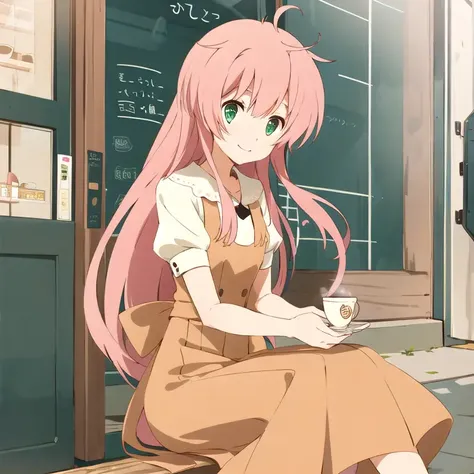 watashi, sitting, cafe, <lora:jinsui-watashi:0.8>