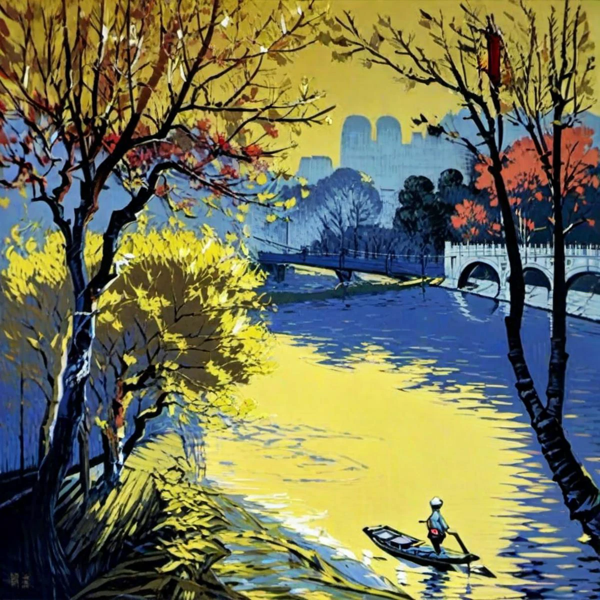 1man,tree,river,<lora:Chinese Printmaking_ä¸å½çç»_sdxl_(V2.0):1>, masterpiece, best quality,, masterpiece, best quality,