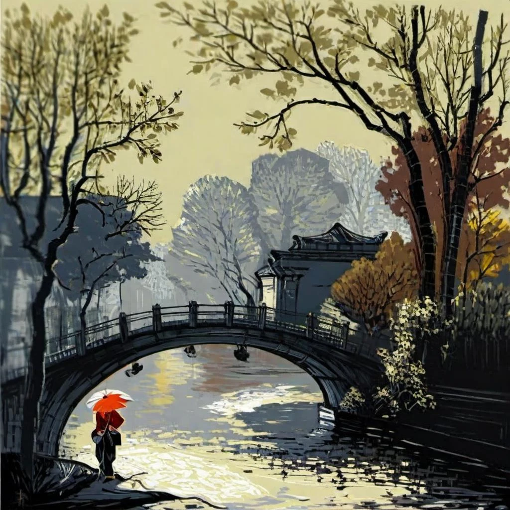 1man,tree,river,<lora:Chinese Printmaking_ä¸å½çç»_sdxl_(V2.0):1>, masterpiece, best quality,, masterpiece, best quality,
