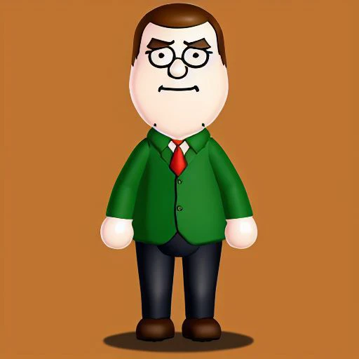 Nintendo mii, modern_mii, (Peter Griffin:1), wearing a black suit with a red tie, 1boy, smile, <lora:Peter Griffin:.5>