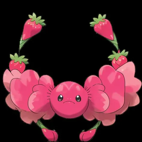 pkmn character, ((happy, cute, pink)), ((looks like strawberry cake)), (colorful), ((best quality)) <lora:pkmn-25:1>