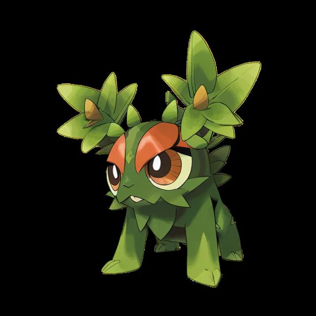 pkmn, plant fire water type, big eyes, eyes wide open, tail, big ears, tall, cute, scary, small, on two legs, on four legs, fluffy, small nose,<lora:pkmn-25:1>