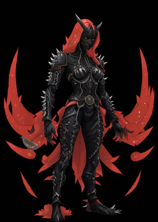 pkmn character, black, ghost, red, (((ethereal))), ((human girl)), ((best quality)),
solo, full body, (((concept, drawing, Undd))), (((claws, armor, demon, shoulder spikes))), black background,
<lora:pkm_undead05:3>