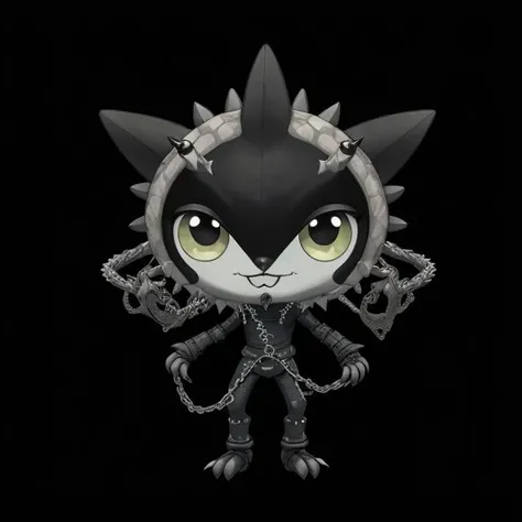 pkmn character, (((cutest creature ever made, big eyes, smile, happy))), ((best quality)),
solo, full body, (((concept, drawing, Undd))), (claws), belt, armor, knife, mask, monster, alien, demon, shoulder spikes, arm blade, (((spikes, ring chains, chains)))
<lora:pkm_undead05:2>