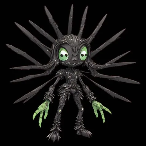 pkmn character, (((cute, big eyes, smile, small))), ((best quality))
solo, full body, (((concept, drawing, Undd))), (claws), belt, armor, monster, alien, demon, shoulder spikes, (spikes, ring chains, chains) 
<lora:pkm_undead05:2.5>