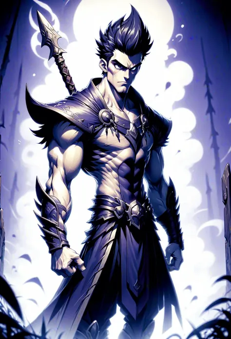 DonMD4rkT00nXL anime male hypermethylen, , wooden spear <lora:DonMD4rkT00nXL-000008:1>