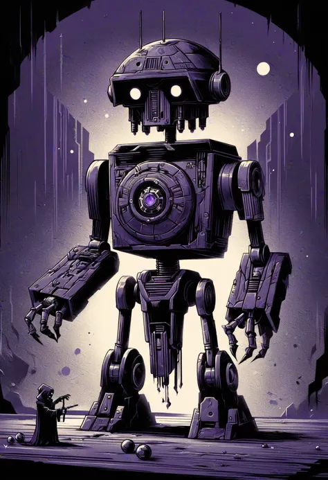 DonMD4rkT00nXL 2D illustration male sd-k4 assassin droid, archmage, medal <lora:DonMD4rkT00nXL-000008:1>
