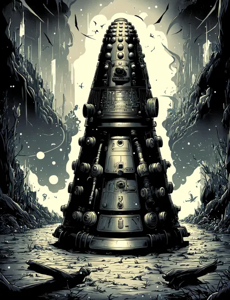 masterpiece, awesome quality, hyper detailed, DonMD4rkT00ns ,manga, female reconnaissance dalek, , spellbook, <lora:DonMD4rkT00ns-000006:0.8>