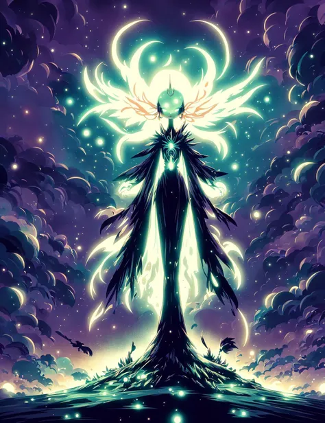 masterpiece, awesome quality, hyper detailed, DonMD4rkT00ns ,cartoon, female bio-luminary spirit- phosphorescent, wispy entities floating with ethereal luminescence, , disruptor, <lora:DonMD4rkT00ns-000006:0.8>