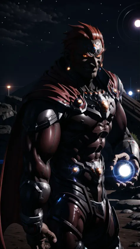 <lora:ganondorf-nvwls-v1:0.8> ganondorf, 1boy, red hair, dark skin, earrings, cape, armor, armored legwear, evil grin, BREAK, <lora:darkness_v100:0.5> (at night, darkness, no light:1.25), <lora:gloweyes_v100:0.5> (glowing eyes:1.25), BREAK, <lora:Kamehameha_V1-10:0.5> kamehameha, charging, look at viewer, energy ball, electricity, aura, <lora:more_details:0.3>, masterpiece, best quality, extremely detailed, highly quality, 4k, sharp focus, professional, sharp focus, award winning, cinematic lighting, octane render, unreal engine, volumetrics dtx, Wallpaper,