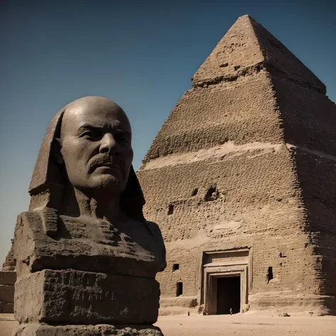 leninvi, insane details, Stupid Offensive "The building of the pyramids in Egypt", at Twilight, horizon-centered, ultrafine detailed, <lora:leninvi:0.7>