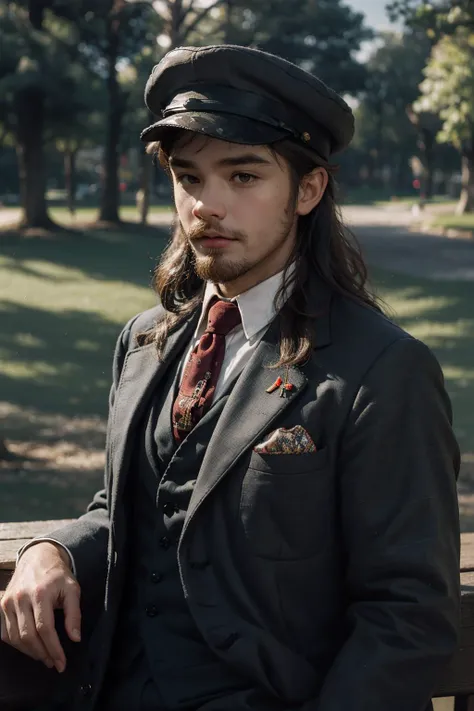 handsome young man beard, long hair, leninvi