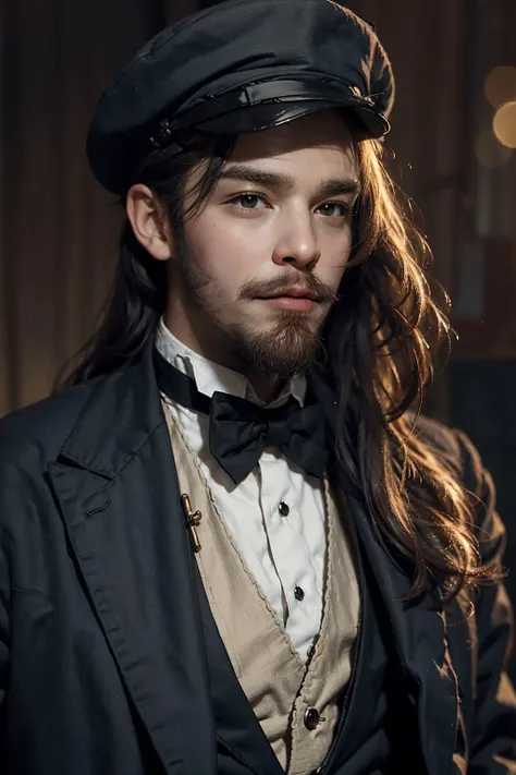 handsome young man beard, long hair, leninvi