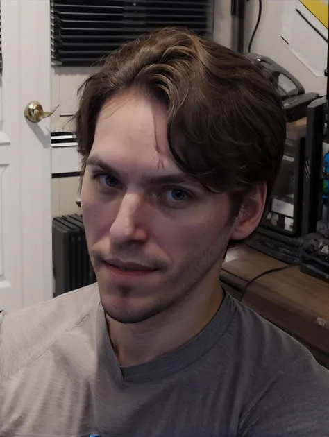 male, shirt, smirk, looking at viewer, j985 <lora:jerma985lorav1:1.1>