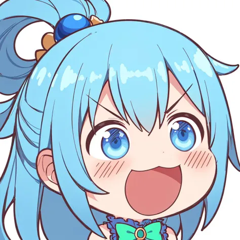 chibi,  white background ,laughing, Eyebrow down,(big mouth),<lora:chibi-laugh:0.6>,