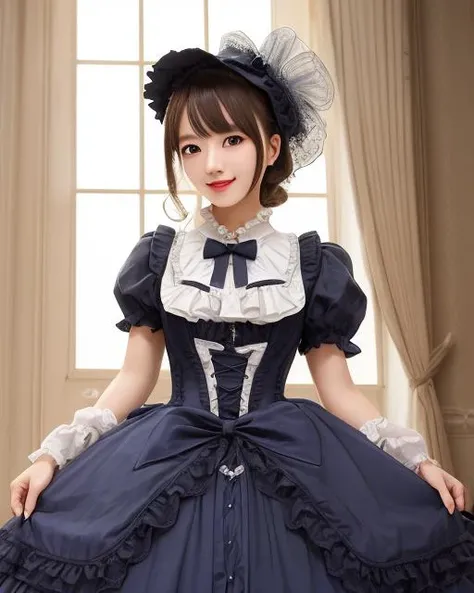 ttlolita,1girl,solo,(masterpiece,best quality),smile, looking at viewer,  <lora:ttolita:0.7>,mature female,