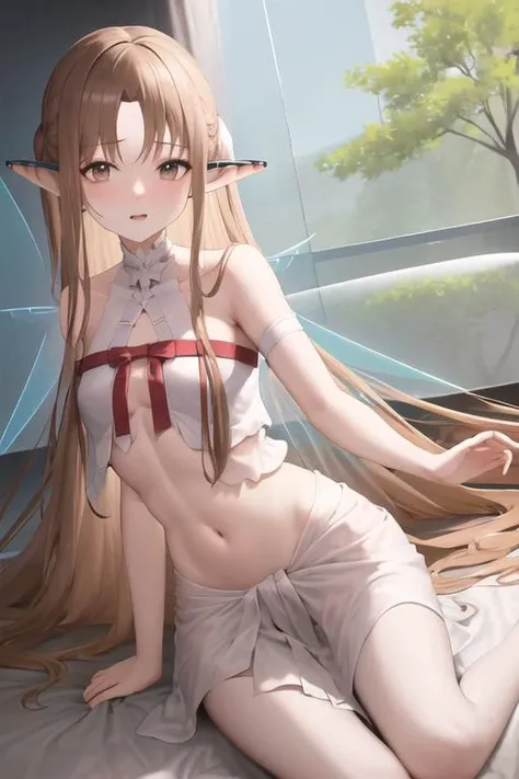 masterpiece, best quality, <lora:Titania1:1>, midriff, navel, fairy wings, pointy ears, no bra,