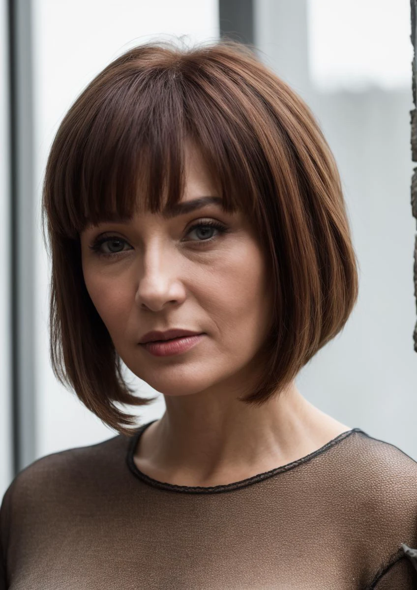 (best quality), Architectural shot of a 1woman of 50yo (ÐÐ¸Ð»Ð¸Ñ Ðоновалова:1.3), Layered Bob hair