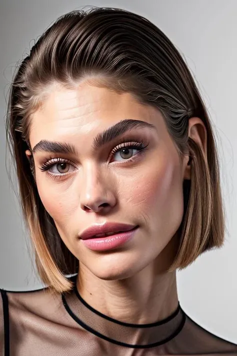 (face portrait of old mature, grandma), fuckable defined cheeks, pink lips, woman, (50year old bimbo:1.3), (mature Kaia Gerber:1.3), aroused, (skinny petit slim body:1.3), best quality, ultra high res, ultra detailed face and eyes, (photorealistic:1.4), (realistic beautiful face), slick bob haircut, orgasm