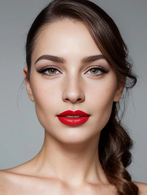 woman,portrait,raw photo,8k,realistic skin details,realistic hair details,makeup,eyeliner,lipstick,light (freckles:0.3),red lips:1.0, eyeliner:0.9,wrinkles, fine lines, hyperpigmentation, pores, uneven skin tone, perfectly smooth skin, realistic skin texture, details, pores, freckles, hyperpigmentation, hair details,smile:0.3,realistic eyelashes, realistic eyebrows