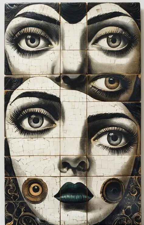masterpiece,best quality,<lora:tbh150-sdxl:0.9>,style of Piero Fornasetti, tile patten