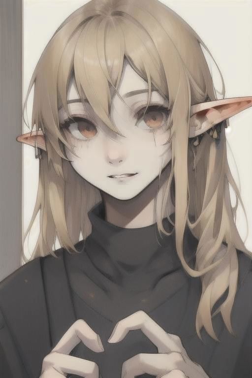 Anime girl with long blonde hair and green eyes making a heart sign ...