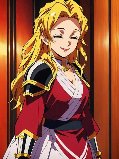 masterpiece, best quality, 1girl, <lora:kimetsu_no_yaiba_style_offset:1> kimetsu no yaiba style, a female Persian warrior princess with ornate armor, smile, (closed eyes:0.5)
anime screencap, intricate detail,