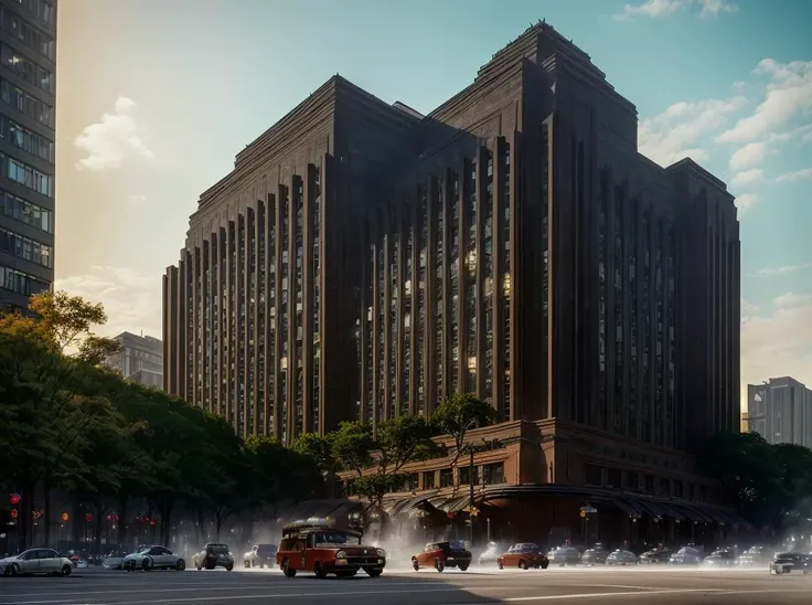 (masterpiece:1.3), (best quality:1.2), chiaroscuro, Unreal Engine, CGI render, Hyperdetailed, vivid colors, modern era photograph, ultra high quality model, 8k Ultra HD, perfect composition, beautiful detailed intricate insanely detailed octane render, soft natural volumetric cinematic perfect light, perfect depth of field shot, ray tracing, photometry, beautiful, metallic deep colors, subsurface scattering, ultra realistic, (photorealism:1.1), 8 k artistic photography, hyperdetailed, absurdly detailed, scenery, city, buildings, idealized American city, busy city center, parks and greenery areas, parks, plazas, modern era photograph, skyscrapers, art deco, monumental architecture,
(uploaded and trending on imgur, pixiv, furaffinity, pinterest, e621, inkbunny, tumblr, deviantart, artstation, ),
(in the style of and art by midjourney, greg rutkowski, raphael, Frank Lloyd Wright, James Gurney, Thomas Kinkade, ),
<lora:ArtDecoArchitecture-10:0.85> <lora:Blade_Runner_Style:0.35>