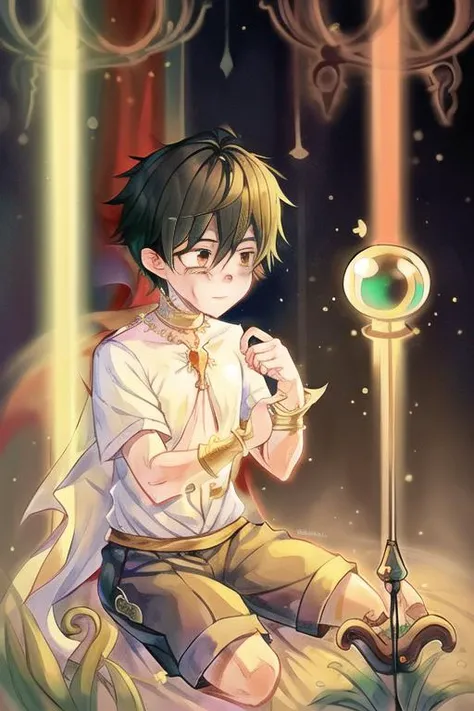 <lora:tonghua:1>,A poor boy grants his wish through the magic lamp