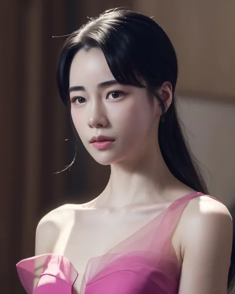masterpiece,best quality,extremely detailed CG unity 8k wallpaper,detailed light,finely detail,Professional,Amazing,extremely detailed CG,extremely detailed eyes and face,beautiful detailed glow,beautiful detailed girl,photorealistic, absurdres,1girl,skinny,pink dress,(upper body:1.5),yanzhen, <lora:yanzhen:1>