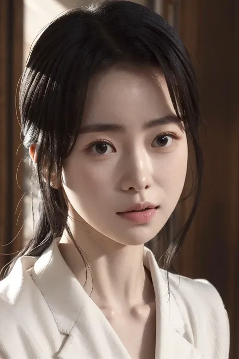 masterpiece, best quality, photorealistic, 8K, RAW photo, ultra highres, extremely detailed eyes and face, extremely detailed, absurdres, Professional,1girl,yanzhen, <lora:yanzhen:0.8>,(upper body), looking at viewer,