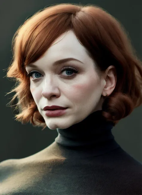 analog style, modelshoot style, A stunning intricate full color portrait of (Christina Hendricks:1), wearing a black turtleneck, epic character composition, by ilya kuvshinov, alessio albi, nina masic, sharp focus, natural lighting, subsurface scattering, f2, 35mm, film grain, <lyco:Christina Hendricks:1.0>