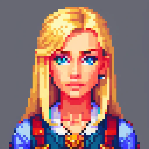 Beautiful blonde girl, stunning, detailed, portrait,
, pixel art, PixArFK,
<lora:PixArFK6415PasWithoutTE:1>