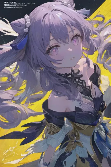 RAW, (masterpiece, best quality, photorealistic, absurdres, 8k:1.2), best lighting, complex pupils, detailed background, dusk, aqueduct,
1girl, keqing (opulent splendor) (genshin impact), beautiful face, official alternate costume, purple hair, dress, long hair, hair bun, twintails, breasts, bare shoulders, purple eyes, strapless, black dress, bangs, purple nails, strapless dress, cone hair bun, ribbon, parted lips, double bun, upper body, (close up, face focus:1.2), blushing, shy, looking up, cowboy shot, standing, bashful, star \(sky\), beautiful sky, starry sky, floating, riding crop, chocker, see-through, (magazine cover, japanese text, username, watermark, user name, FashionMagCover:2, artist name, signature:1.1),
<lora:LoRA-FashionMagCover:0.4> <lora:keqingGenshinImpact3in1_v10:1> <lora:beautiful eyes:1>