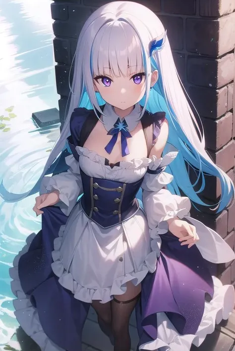 lizehelesta, <lora:lizehelestatest:1>,
lize helesta, blue hair, blunt bangs, colored inner hair, hair flaps, hair ornament, long hair, multicolored hair, (purple eyes:1.1), sidelocks, two-tone hair, white hair, (small breast:1.2),
BREAK armband, chromatic aberration, collared dress, dress, frilled sleeves, frills, long sleeves, virtual youtuber, white dress,
BREAK looking at viewer,
BREAK outdoors,
BREAK <lora:GoodHands-vanilla:1>, (masterpiece:1.2), best quality, high resolution, unity 8k wallpaper, (illustration:0.8), (beautiful detailed eyes:1.6), extremely detailed face, perfect lighting, extremely detailed CG, (perfect hands, perfect anatomy),