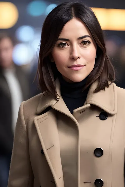 photo of (4lineabboud:0.99), a woman as a movie star, modelshoot style, (extremely detailed CG unity 8k wallpaper), photo of the most beautiful artwork in the world, professional majestic oil painting by Ed Blinkey, Atey Ghailan, Studio Ghibli, by Jeremy Mann, Greg Manchess, Antonio Moro, trending on ArtStation, trending on CGSociety, Intricate, High Detail, Sharp focus, dramatic, photorealistic painting art by midjourney and greg rutkowski, (long brown coat), (turtleneck), ((comicon event)), (trousers), ((standing on the red carpet)), ((paparazzi in the background)), (looking at viewer), (detailed pupils:1.3), (modern outfit:1.2), (closeup:1.2)
