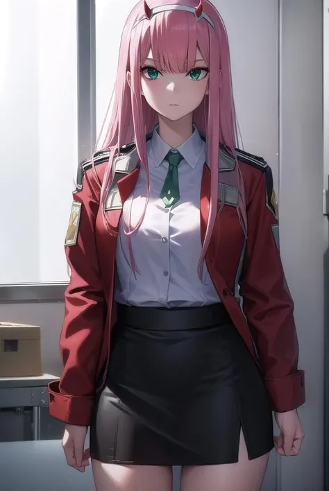zerotwo, <lora:zerotwo-lora-nochekaiser:1>,
zero two, (green eyes:1.5), hairband, horns, long hair, pink hair, red horns, white hairband,
BREAK jacket, leggings, red jacket, white footwear,
BREAK indoors, classroom,
BREAK looking at viewer, (cowboy shot:1.5),
BREAK <lyco:GoodHands-beta2:1>, (masterpiece:1.2), best quality, high resolution, unity 8k wallpaper, (illustration:0.8), (beautiful detailed eyes:1.6), extremely detailed face, perfect lighting, extremely detailed CG, (perfect hands, perfect anatomy),
