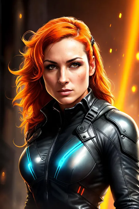 Jean Grey from X-Men, a powerful and enigmatic mutant with fiery red hair. Her intense green eyes hold both wisdom and untamed power. She wears a sleek black bodysuit, adorned with the iconic X-Men symbol. The scene is set in a training facility, with sparks of energy crackling around her, showcasing her telekinetic abilities. The lighting casts dramatic shadows, emphasizing her inner conflict and potential for both destruction and redemption. The camera captures Jean Grey in a moment of intense focus, embodying the complex nature of her character.