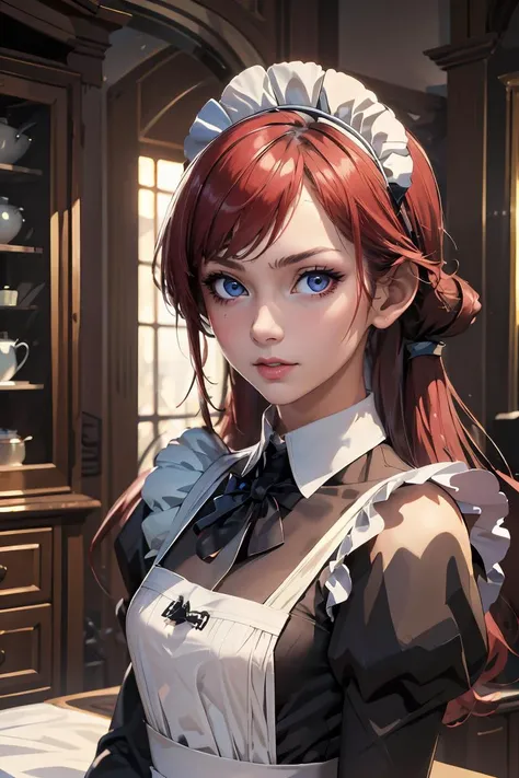 (masterpiece, best quality), 1girl, beautiful face, <lora:victorian_maid-1.0:1> maid, raffinate
