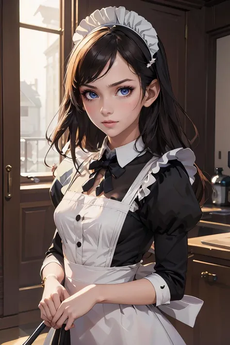 (masterpiece, best quality), 1girl, beautiful face, <lora:victorian_maid-1.0:1> maid, raffinate