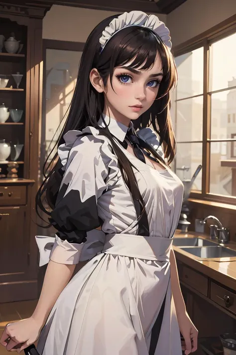 (masterpiece, best quality), 1girl, beautiful face, <lora:victorian_maid-1.0:1> maid, raffinate