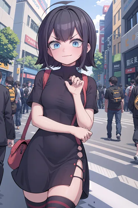 insanely detailed, absurdres, ultra-highres, ultra-detailed, best quality,
1girl, solo, nice hands, perfect hands,
BREAK
<lora:hoteltransylvania_mavisdracula-10:0.9> mavis dracula, dress, striped thighhighs
BREAK
(smirking, evil smile:1.2), closed mouth, (:3:1.3), v-shaped eyebrows, standing
BREAK
slender, kawaii, perfect symmetrical face, ultra cute girl, ultra cute face, ultra detailed eyes, ultra detailed hair, ultra cute, ultra beautiful,
BREAK
in harajuku, shibuya, tokyo, street, crowd, cityscape,
BREAK
small breasts,