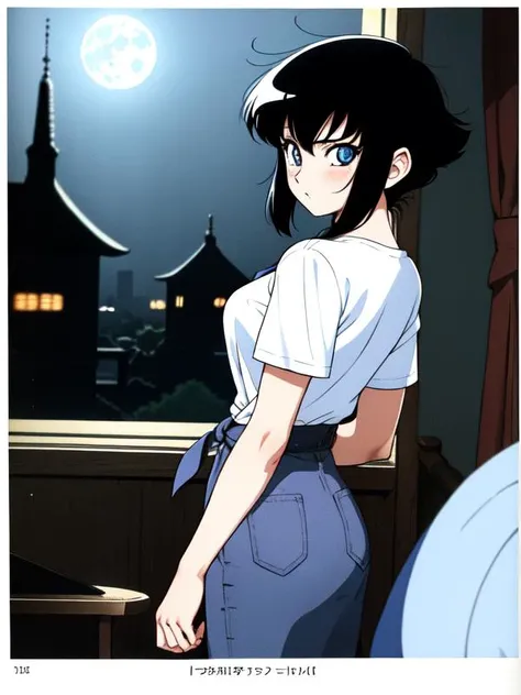 ( hyper realism, anime, manga) <lora:add_detail:-0.6> <lora:toriyama_akira_3:0.3> toriyama akira (fine lineart) <lora:duo artstyle:1> retro art style full moon, village,
( back t-shirt, (Black) ( tied hair, black hair, light blue eyes,) , staring, , dark room, evil, night, ambient candlelight , hotel transylvania, bat, bedroom, indoors, , blush, depth of field, <lora:hoteltransylvania_mavisdracula-10:0.2> mature female,