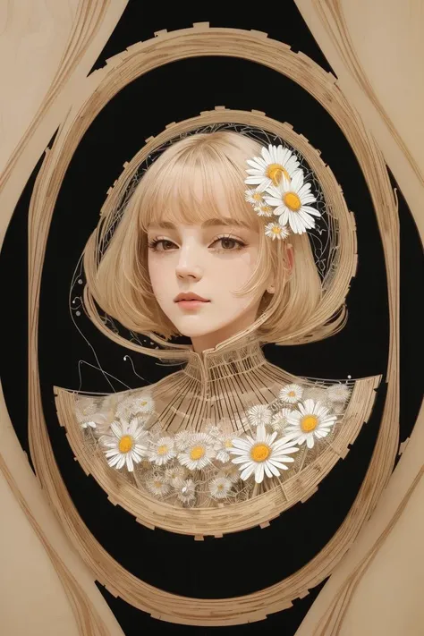 a wireframe diagram (high quality:1.2), (best quality:1.2), (masterpiece:1.2), official art, official wallpaper, surreal, (detailed plywood, detailed Silky Spell, daisy:1.2) (detailed:1.05), (extremely detailed:1.06), sharp focus, (intricate:1.03), (extremely intricate:1.04), (black background:1.1), beautiful face,