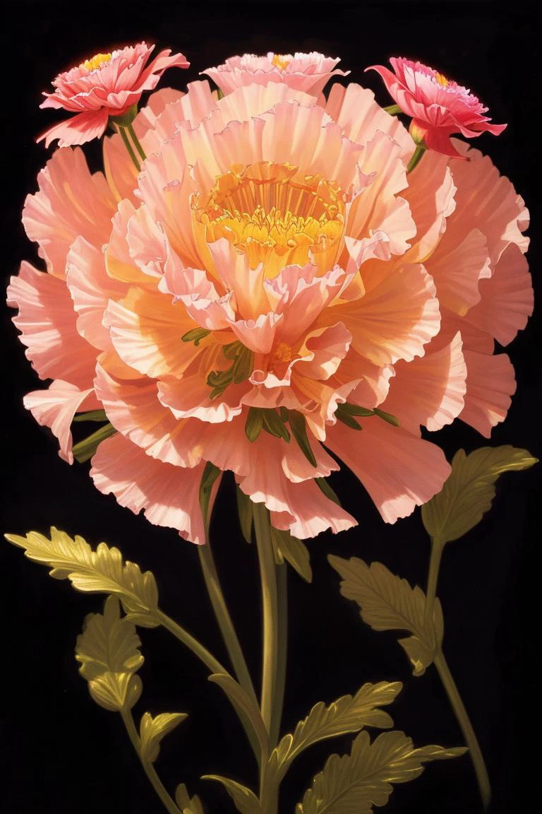 a pencil sketch (high quality:1.2), (best quality:1.2), (masterpiece:1.2), official art, official wallpaper, surreal, (detailed sunshine, detailed Opalescent Enchant, carnation:1.2) (detailed:1.05), (extremely detailed:1.06), sharp focus, (intricate:1.03), (extremely intricate:1.04), (black background:1.1), beautiful face,
