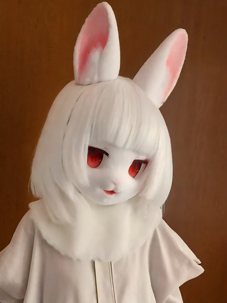 1girl, solo, rabbit ears, pale skin, nude, furry, white fur <lora:rabbit_v1:0.65>
