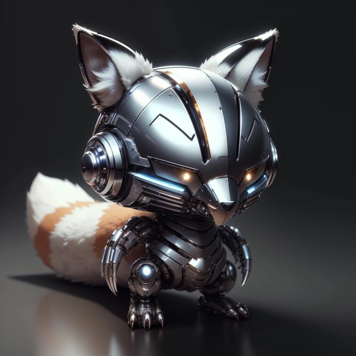 <lora:ChromeTech-21:0.8>,chrometech , scifi, metallic , chrome ,
animal, fox, pokemon \(creature\), no humans,