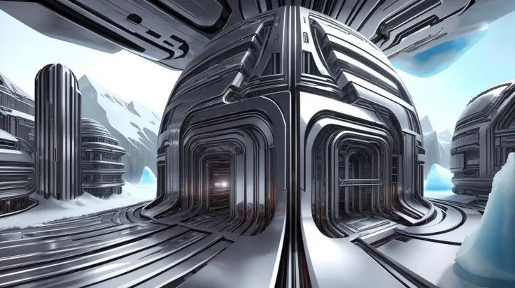 <lora:ChromeTech-21:1> chrometech an advanced city located underneath the Antarctic ice, safe from global warming