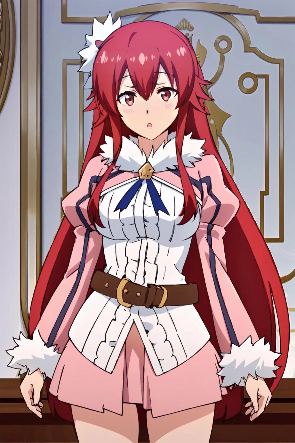 <lora:é¿å¦®æ¯ç¹1V-000010:0.8>,1girl,é¿å¦®æ¯ç¹,solo,masterpiece,best quality,<lora:add detail:1>,
very long hair,long hair,hair ornament,blue ribbon,pink cropped jacket,jewelry,white shirt,pink skirt,brown belt,center frills,striped shirt,fur sleeves,
nsfw,, Exquisite visuals, high-definition,masterpiece,best quality,